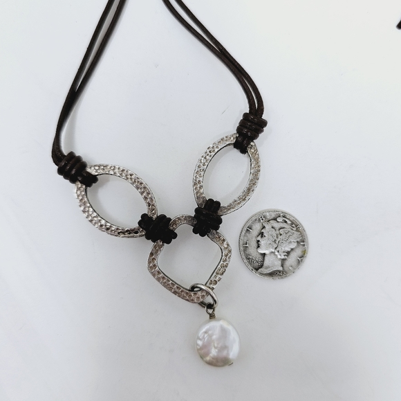 Silpada Coin Pearl Sterling Necklace - Picture 4 of 4